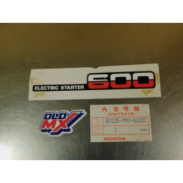 Sticker Honda Electri starter XL600R 1986 87125-MM0-620ZC