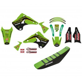 Kit déco réplica+ Housse de selle BLACKBIRD Kawasaki 125/250 KX 2003 à 2008