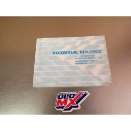 Manuel du propri&eacute;taire Honda 250 NX 1988